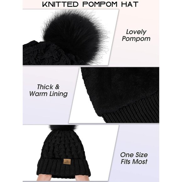 Winter Warm Knitted 4-in-1 Set Hat Scarf Gloves Ear Warmer Men Women